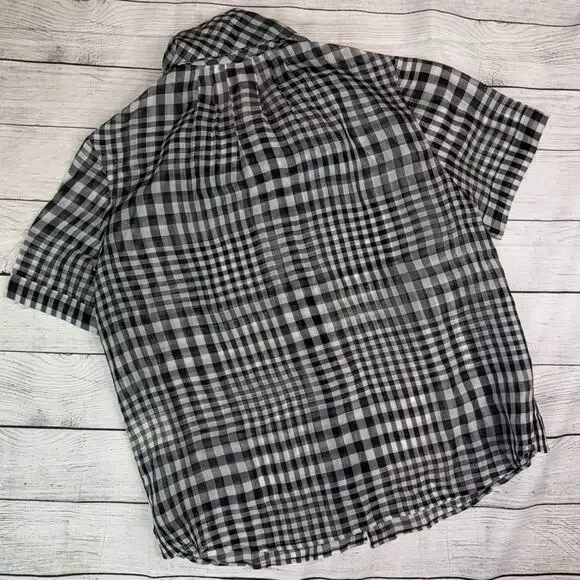 3.1 Phillip Lim Women's 100% Silk Gingham Check Short Sleeve Blouse Bow Size 6 - Picture 7 of 7